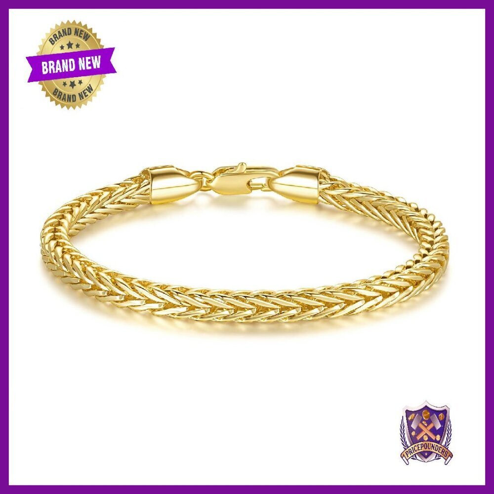 14k Gold Plated Foxtail Chain Bracelet Lobster Clasp Stackable 6.5-9in